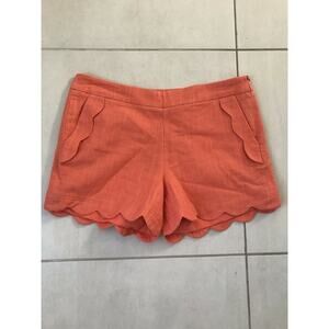 Cynthia Rowley Women Sz 10 High Rise Linen Cotton Scalloped Shorts
